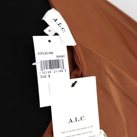 A.L.C. Sienna Halter Neck Strappy Slip Midi Dress 0 Rawhide Tan Satin XS NEW - Picture 8 of 9